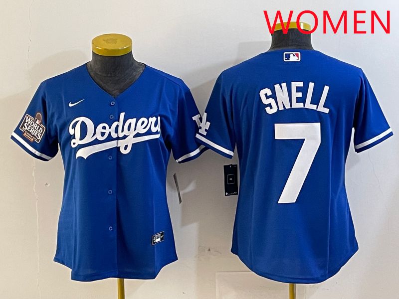 Women Los Angeles Dodgers #7 Snell Blue Game 2025 Nike MLB Jersey style 3->women mlb jersey->Women Jersey